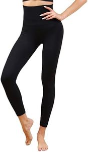 Homma Activewear Thick High Waist Tummy Compression Slimming Body Leggings Pant (Large Black)