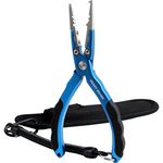 CrazyShark Professional Fishing Pliers Tungsten Carbide Cutters Split Ring Pliers Hook Remover Fish Holder Blue