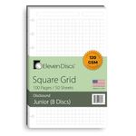 Eleven Discs Discbound Paper, Junior Size Square Grid Sheets - Premium 120gsm Heavyweight Notebook & Planner Refills - 8 Discs, 5.5 x 8.5 in - Punched for Circa, Arc, TUL (50 Sheets)