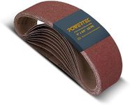 POWERTEC 4 x 24 Inch Sanding Belts, 3 Each of 60 80 120 150 240 400 Grits, 18PK, Aluminum Oxide Belt Sander Sanding Belt Assortment, Sandpaper for Oscillating Belt and Spindle Sander (110008)