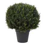 Pure Garden Artificial Cypress Topiary-23” Ball Style Faux Plant in Sturdy Realistic Indoor or Outdoor Potted Shrub-Home Décor