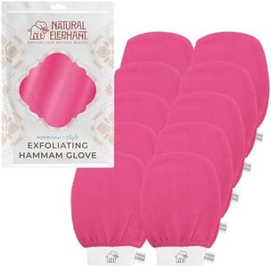 Natural Elephant Exfoliating Hammam Glove - Face and Body Exfoliator Mitt 5 and 10 Packs (Pink Tulip (Pack of 10))