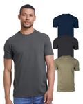 True Classic Men's Crew Neck Short Sleeve T-Shirt, 3-Pack - Navy, Carbon, Military Green, L