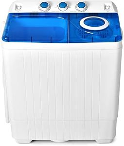 COSTWAY Portable Washing Machine, 2 in 1 Twin Tub 26Lbs Capacity Washer(18Lbs) and Spinner(8Lbs) with Control Knobs, Timer Function, Drain Pump, Compact Laundry washer for Home Apartment RV, Blue