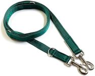 Police Style Dog Training Lead Double Ended 5ft (1.5 Metres Approx) Adjustable Leash Multi-Functional In Cushion Webbing (25mm, Forest Green)