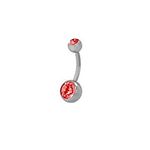 BodyJewelryOnline Belly Button Ring 14G High Polish Titanium with Double Red Jewels