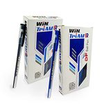 WIN Triam TR Ball Pens | 40 Pens (20 Blue Ink & 20 Black Ink) | Lightweight Body Design | Use and Throw Pens | Pens for Writing | For One Time Use | Ideal for School Office & Business | Stick