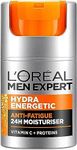 L'Oréal Paris Moisturiser For Men, For Dry and Tired Skin, With Guarana and Vitamin C, Long-Lasting Hydration, Men Expert Hydra Energetic, 50ml