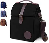 ASEBBO Insulated Lunch Bag for Women & Men - Reusable & Leak Proof Lunch Box Cooler Bag for Work, Beach, Travel for Adults with Shoulder Strap, Father's Day Gift - Waxed Canvas (Black) - Reusable Bag