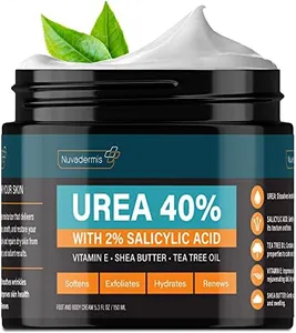 NUVADERMIS Urea Cream 40 Percent for Feet - 40% Urea Foot Repair Lotion - Maximum Strength For Dry Cracked Heels - 2% Salicylic Acid, Shea Butter, Tea Tree Oil, Vitamin E - 5.29 oz Jar