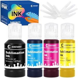Jeostarky Sublimation Ink Refill Bottles Compatible for Epson Printers ET2800 ET2400 ET4800 ET15000 ET8550 ET2850 ET2803 ET3830 ET3850 ET4850 ET5800 Heat Press Transfer on Mugs T-Shirts(4 Pack)