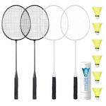 AboveGenius Badminton Rackets Set for Outdoor Backyard Games, Including 4/6 Rackets, 6 Nylon Badminton Shuttlecocks, Lightweight Badminton Racquets for Beginners (4 Rackets 6 Birdies)