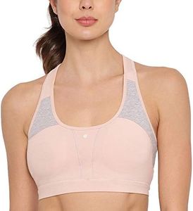 Enamor SB08 Racer Back Medium Impact Sports Bra With Removable Pads - Padded Non Wired High Coverage-(SB08_Pearl_XL)