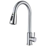 Cieex Kitchen Sink Taps, Pull Out Kitchen Mixer Tap with 3 Modes, Stainless Steel Single Handle Kitchen Taps Mixer, 360° Swivel High Arc Kitchen Faucet (Chrome)