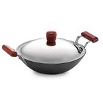 Hawkins Futura 2.5 Litre Deep Fry Pan, Non Stick Kadai with Stainless Steel Lid, Flat Bottom Induction Kadhai, Black (IND25S)