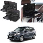 Oshotto (FT-02) Car Backseat Food Travel Dining Meal & Snaks Tray & Cup Holder Compatible with Maruti Suzuki Alto K10 (Black) - Set of 2