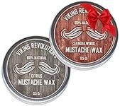 Mustache Wax 2 Pack - Beard & Moustache Wax for Men - Strong Hold Helps Train Tame & Style - Citrus & Sandalwood Scents- 0.5oz each