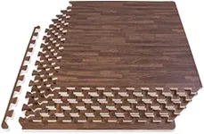 ProsourceFit Wood Grain Puzzle Mat 1/2-in, 6 EVA Foam Interlocking Floor Tiles (24SQ FT) for Secure Indoor Room Workout Flooring and Playmat, Dark Oak
