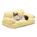 Pet Couch Bed, Washable Cat Beds for Medium Small Dogs & Cats up to 25 lbs, Dog Beds with Non-Slip Bottom, Fluffy Cat Couch, 26×19×13 Inch