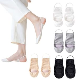 Women’s Ultra Low Cut Liner Palm Socks with Half Foot Cushion, No Show Invisible for Slingback Heels, Fit Shoe US 6–9 (4pairs)