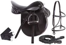 All Purpose Black Leather English Riding Horse Saddle Starter Kit (18")