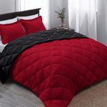 Basic Beyond Down Alternative Comforter Set (Twin, Black/Red) - Reversible Bed Comforter with 1 Pillow Sham for All Seasons