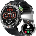 Military Smart Watches for Men with LED Flashlight, Outdoor Tactical Rugged Smart Watch with 1.45" HD Touch Screen, Fitness Sport Activity Tracker with Heart rate Monitor Compatible with iOS & Android