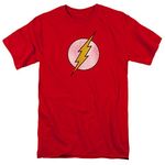 DC Comics Men's The Flash Distressed Logo T-Shirt, Red, Small