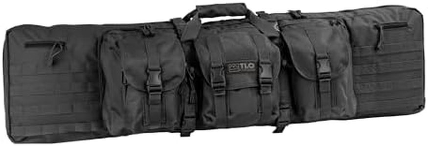 TLO Outdoors Tactical Double Rifle Gun Case - 46" Soft Range Bag - Room for Two Rifles, Shotguns, and Storage for Pistols, Handguns, Accessories and Equipment with Shoulder Straps