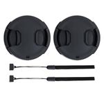 2-Pack 58mm Front Lens Cap Cover with Cap Keeper for Canon EOS Rebel T7 T6 T5 T100 4000D 2000D SL3 SL2 SL1 T8i T7i T6s T6i T5i T4i T3i T2i T1i with EF-S 18-55mm Kit Lens & More 58mm Threaded Lenses