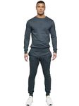 BRAND KRUZE Mens Crew Neck Jumper Long Sleeve Pullover Tracksuit Set Sweatshirt and Joggers (UK, Alpha, M, Regular, Regular, Dark Grey)