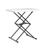 Living and More 28inch Height-Adjustable Personal Table, TV Tray, Portable Dinner Table, Multi-Purpose, Lightweight, No Assembly, Easy Fold and Storage, White