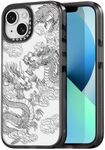 Rosarnnah Compatible for iPhone 13 Case Cute Aesthetic - Durable Shockproof 6.6 ft Drop Impact Phone Case Cover with Funny Fashion Dragon 6.1" Black