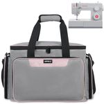 Sewing Machine Carrying Case Bag Compatible for Most Standard Singer,Brother,Janome with Multiple Storage Pockets,Universal Travel Tote Bag with Shoulder Strap for Sewing Machine and Supplie,Grey