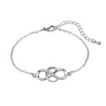 KunBead Infinity Initial C Letter Bracelet Silver Alphabet Love Bracelets Stainless Steel Adjustable Birthday Bracelet