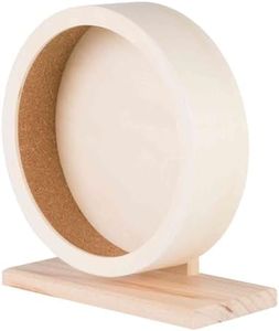 Trixie Wooden Running Wheel ø 21 cm - untreated - Closed Running Surface with Cork Cover - Smooth-Running Ball Bearing - 21 x 24 x 10 cm - 60922