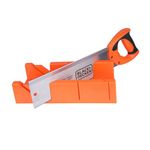 BLACK & DECKER BDHT20346 350mm Hand-Powered Steel Mitre Box with Saw for Home, DIY & Professional, 6 Months Warranty, ORANGE & BLACK