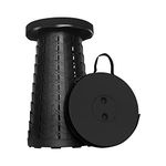 Aihoye Portable Collapsible Stool With 400lbs Load Capacity - Folding Telescoping Chair for Camping, Fishing, Hiking, Travel, BBQ (Black)