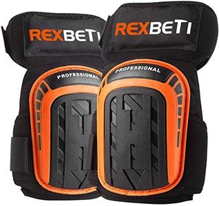 Knee Pads for Work, Construction Gel Knee Pads Tools by REXBETI, Heavy Duty Comfortable Anti-slip Foam Knee Pads for Cleaning Flooring and Garden, Strong Stretchable Straps, 1 Pair (Orange)