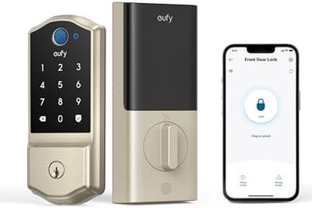 eufy Security Retro-Style Smart Lock C220, Nickel, Fingerprint Keyless Entry Door Lock, Built-in Wi-Fi, App Remote Control, Front Door Smart Lock Deadbolt, 8Months Battery, IP53 Waterproof
