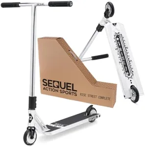 SEQUEL ACTION SPORTS Stunt Scooter, Aluminum Frame, 110mm Wheels, 220 lbs Weight Capacity, Ages 8+ (Silver - Street)