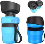 ESELECT Pet Water Bottle, Folding Silicone Lid/Bowl, Food Grade, Travel Water Bottle, Dog Water Bottle (Blue)