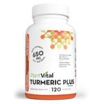 PlantVital Turmeric Curcumin Capsules with Bioperine 1300mg Turmeric Supplements with Black Pepper to Relieve Joint Pain Gluten and GMO-Free Curcumin Supplements with Black Pepper -120 Count