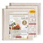 Colperun Muslin Cloths for Cooking, 50x50cm, Grade 100 Hemmed Cheesecloth, 100% Unbleached Pure Cotton Reusable Cheese Cloths for Straining Liquids, Baking, Cheese Making - 3 Pieces