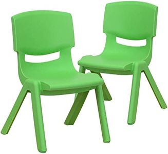 Flash Furniture Whitney 2 Pack Green Plastic Stackable School Chair with 10.5'' Seat Height