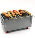 Portable Zinc-Iron Alloy Hibachi BBQ Charcoal Grill 30CM with Stainless Steel Grill Mesh Net