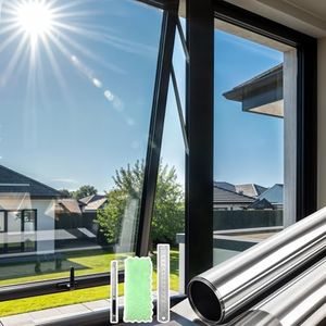 DARUITE One Way Window Film See Out Not in Privacy Film for Glass Windows, Mirror Window Film Non-Adhesive Static Cling, Reflective Anti-UV Window Tint for Home, Office（Silver-Silver，30x200cm）