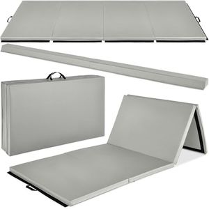 Best Choice Products 10ftx4ftx2in Folding Gym Mat 4-Panel for Exercise & Gymnastics w/Carrying Handles & Folding Balance Beam - Gray