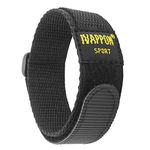 IVAPPON Hook Loop Sport Watch Strap 18mm 20mm Nylon Straps Black Blue Fastening Watchband - 18Mm, Regular Length, Black - Black Plastic Buckle