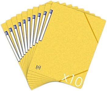 OXFORD TopFile+ Lot de 10 Chemises Cartonnées Sans Rabats avec Elastiques Format A4 Jaune